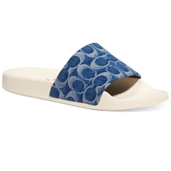 NEW Coach logo  slides demin slipper size 9 B - Picture 3 of 10